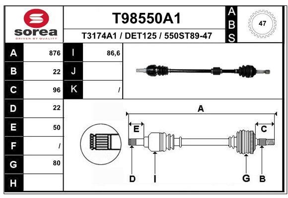 EAI T98550A1 Вал приводной T98550A1: Отличная цена - Купить в Польше на 2407.PL!