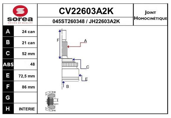 EAI CV22603A2K Przegub homokinetyczny CV22603A2K: Dobra cena w Polsce na 2407.PL - Kup Teraz!