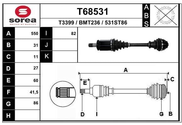 EAI T68531 Drive shaft T68531: Buy near me in Poland at 2407.PL - Good price!