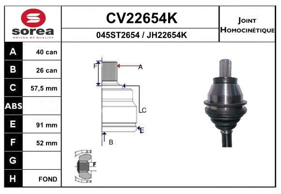 EAI CV22654K Joint kit, drive shaft CV22654K: Buy near me in Poland at 2407.PL - Good price!