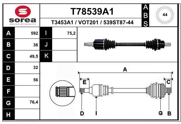 EAI T78539A1 Drive shaft T78539A1: Buy near me in Poland at 2407.PL - Good price!