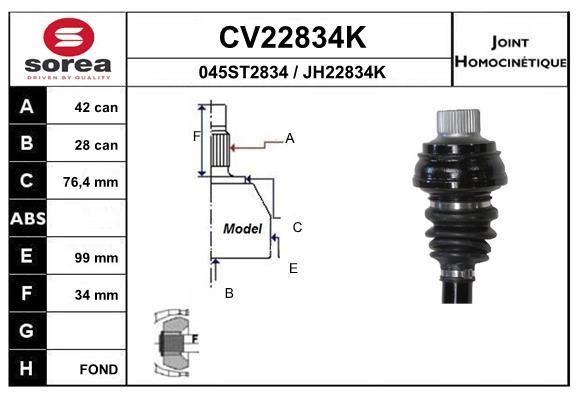 EAI CV22834K Joint kit, drive shaft CV22834K: Buy near me in Poland at 2407.PL - Good price!