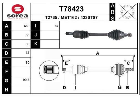 EAI T78423 Drive shaft T78423: Buy near me in Poland at 2407.PL - Good price!