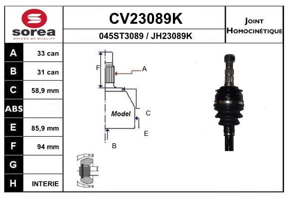 EAI CV23089K ШРУС CV23089K: Отличная цена - Купить в Польше на 2407.PL!