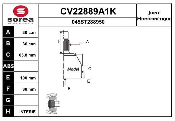 EAI CV22889A1K Joint kit, drive shaft CV22889A1K: Buy near me in Poland at 2407.PL - Good price!