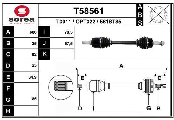 EAI T58561 Drive shaft T58561: Buy near me in Poland at 2407.PL - Good price!
