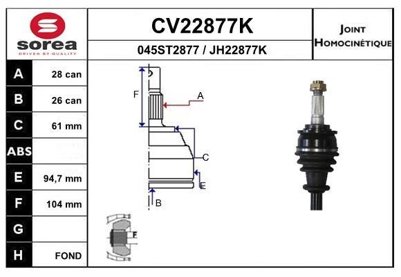EAI CV22877K Joint kit, drive shaft CV22877K: Buy near me in Poland at 2407.PL - Good price!
