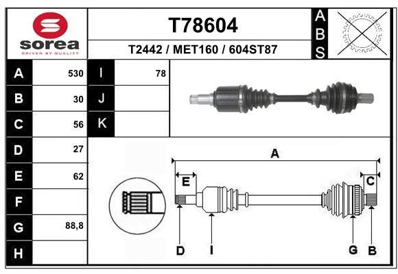 EAI T78604 Drive shaft T78604: Buy near me in Poland at 2407.PL - Good price!