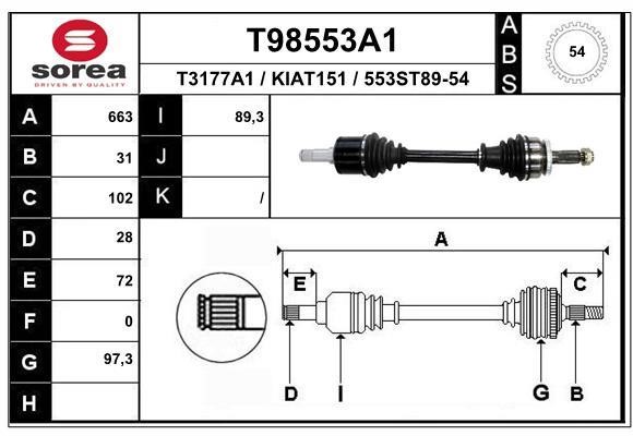 EAI T98553A1 Drive shaft T98553A1: Buy near me in Poland at 2407.PL - Good price!