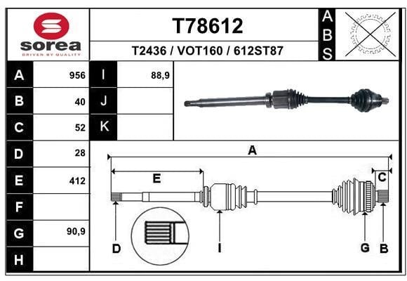 EAI T78612 Drive shaft T78612: Buy near me in Poland at 2407.PL - Good price!