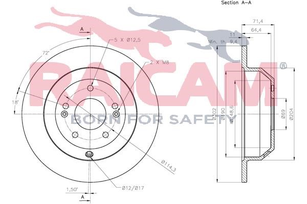 Bremsscheibe hinten, unbelüftet Raicam RD01306