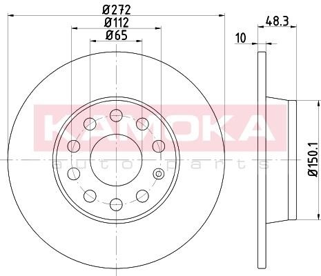 Kamoka 103171 Rear brake disc, non-ventilated 103171: Buy near me in Poland at 2407.PL - Good price!