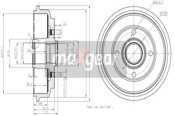 Maxgear 192316 Rear brake drum 192316: Buy near me at 2407.PL in Poland at an Affordable price!
