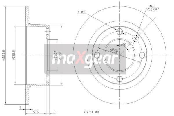 Maxgear 19-0978 Rear brake disc, non-ventilated 190978: Buy near me in Poland at 2407.PL - Good price!