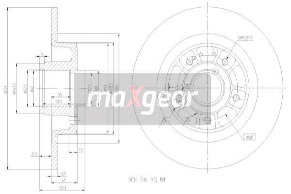 Maxgear 19-1904 Rear brake disc, non-ventilated 191904: Buy near me in Poland at 2407.PL - Good price!