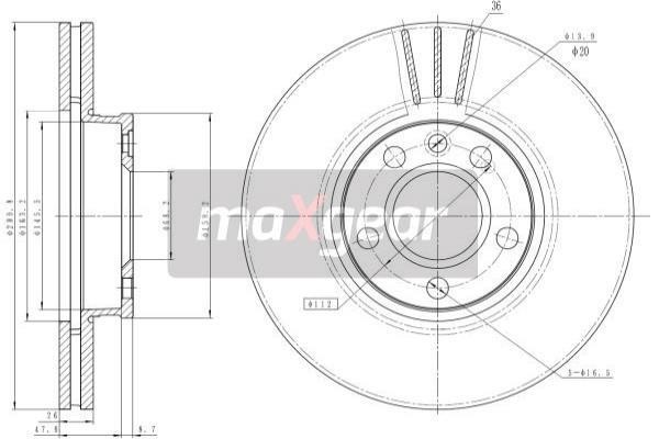 Maxgear 19-1035 Front brake disc ventilated 191035: Buy near me in Poland at 2407.PL - Good price!