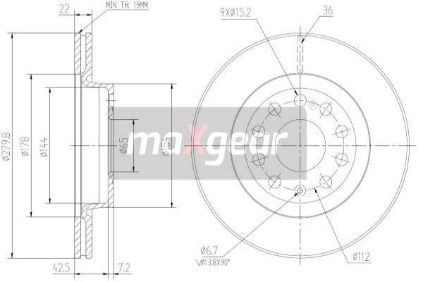 Maxgear 19-0820 Front brake disc ventilated 190820: Buy near me at 2407.PL in Poland at an Affordable price!