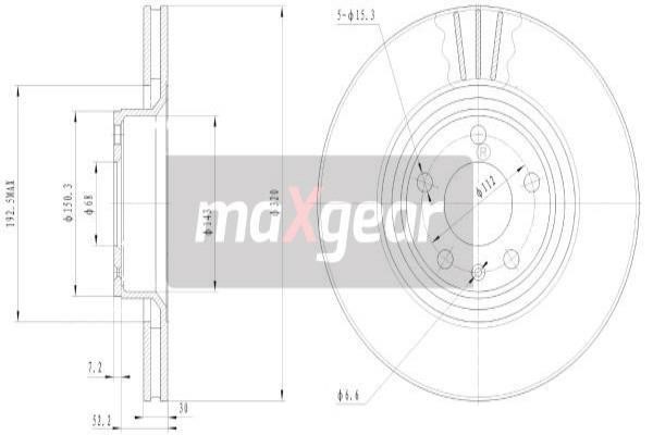 Maxgear 19-1838 Front brake disc ventilated 191838: Buy near me in Poland at 2407.PL - Good price!