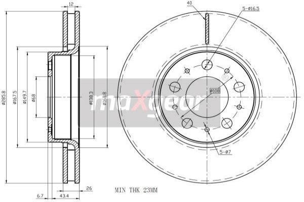 Maxgear 19-1296 Диск гальмівний передній вентильований 191296: Приваблива ціна - Купити у Польщі на 2407.PL!