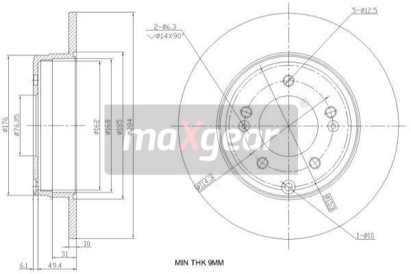 Maxgear 192382 Rear brake disc, non-ventilated 192382: Buy near me at 2407.PL in Poland at an Affordable price!