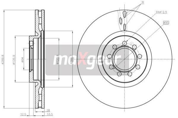 Maxgear 19-1336 Front brake disc ventilated 191336: Buy near me in Poland at 2407.PL - Good price!