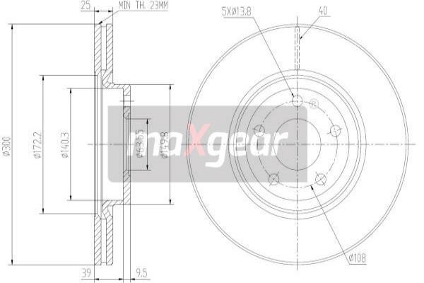 Maxgear 19-1267 Front brake disc ventilated 191267: Buy near me in Poland at 2407.PL - Good price!