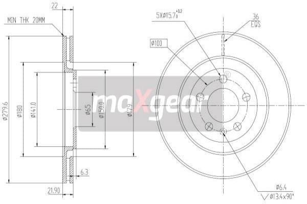 Maxgear 19-0976 Innenbelüftete Bremsscheibe vorne 190976: Kaufen Sie zu einem guten Preis in Polen bei 2407.PL!