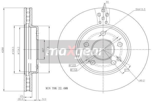 Maxgear 19-1796 Front brake disc ventilated 191796: Buy near me at 2407.PL in Poland at an Affordable price!