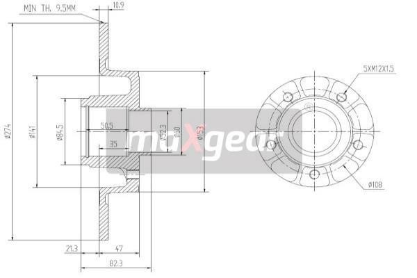 Maxgear 19-1276 Rear brake disc, non-ventilated 191276: Buy near me in Poland at 2407.PL - Good price!
