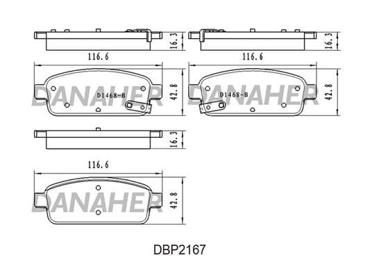Danaher DBP2167 Brake Pad Set, disc brake DBP2167: Buy near me in Poland at 2407.PL - Good price!