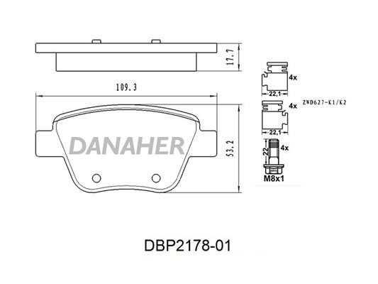 Danaher DBP2178-01 Гальмівні колодки, комплект DBP217801: Приваблива ціна - Купити у Польщі на 2407.PL!
