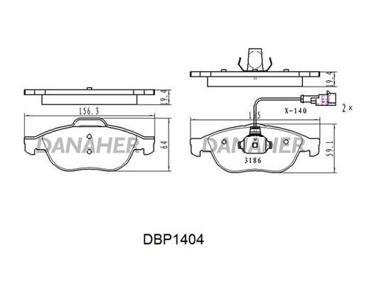 Danaher DBP1404 Brake Pad Set, disc brake DBP1404: Buy near me in Poland at 2407.PL - Good price!