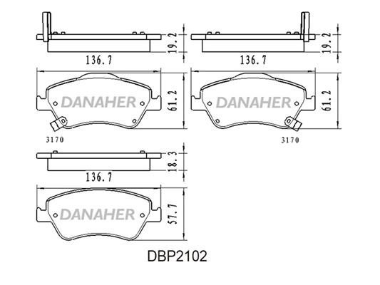 Danaher DBP2102 Brake Pad Set, disc brake DBP2102: Buy near me in Poland at 2407.PL - Good price!