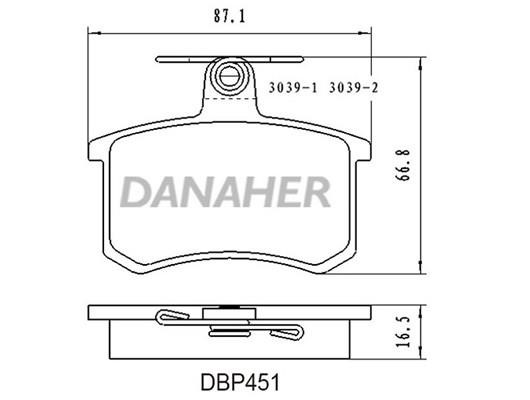 Danaher DBP451 Brake Pad Set, disc brake DBP451: Buy near me in Poland at 2407.PL - Good price!