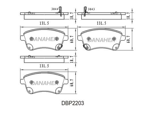 Danaher DBP2203 Brake Pad Set, disc brake DBP2203: Buy near me in Poland at 2407.PL - Good price!