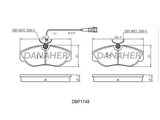 Danaher DBP1748 Brake Pad Set, disc brake DBP1748: Buy near me in Poland at 2407.PL - Good price!