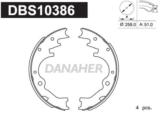 Danaher DBS10386 Колодки тормозные барабанные, комплект DBS10386: Отличная цена - Купить в Польше на 2407.PL!