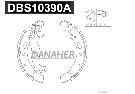 Danaher DBS10390A Колодки тормозные барабанные, комплект DBS10390A: Отличная цена - Купить в Польше на 2407.PL!