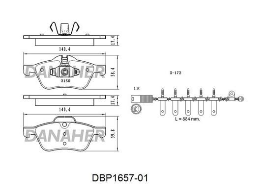 Danaher DBP1657-01 Brake Pad Set, disc brake DBP165701: Buy near me at 2407.PL in Poland at an Affordable price!