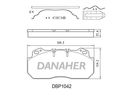 Danaher DBP1042 Гальмівні колодки, комплект DBP1042: Приваблива ціна - Купити у Польщі на 2407.PL!