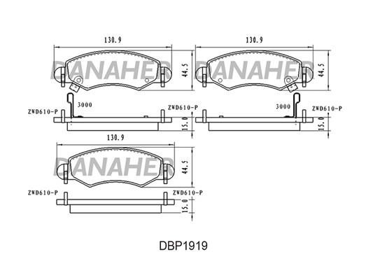 Danaher DBP1919 Brake Pad Set, disc brake DBP1919: Buy near me in Poland at 2407.PL - Good price!