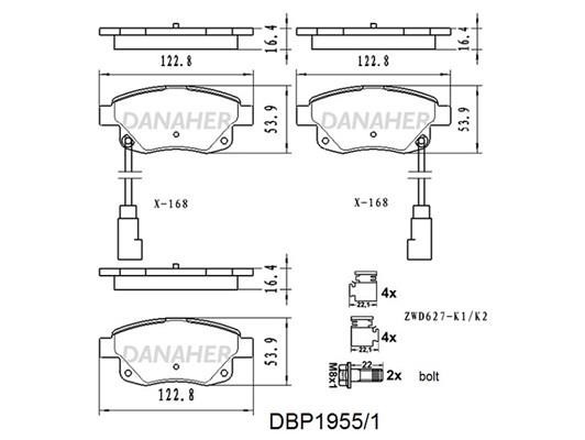 Danaher DBP1955/1 Brake Pad Set, disc brake DBP19551: Buy near me in Poland at 2407.PL - Good price!