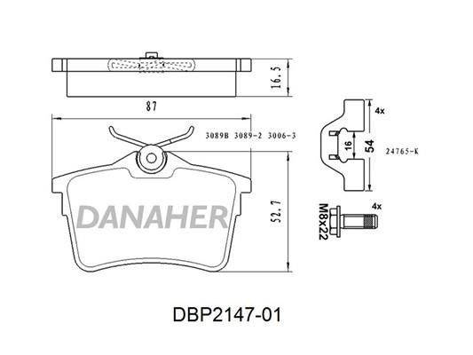 Danaher DBP2147-01 Гальмівні колодки, комплект DBP214701: Приваблива ціна - Купити у Польщі на 2407.PL!
