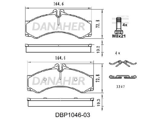 Danaher DBP1046-03 Тормозные колодки дисковые, комплект DBP104603: Отличная цена - Купить в Польше на 2407.PL!