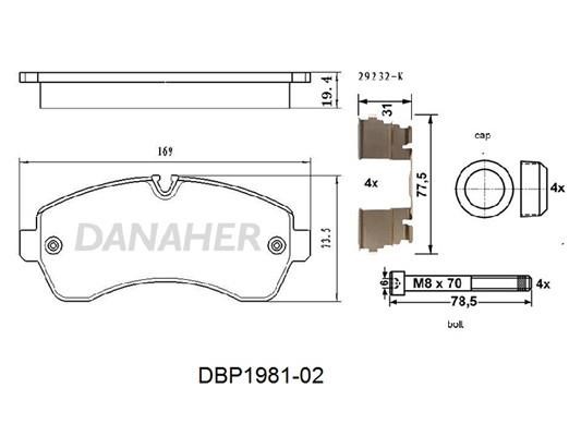Danaher DBP1981-02 Тормозные колодки дисковые, комплект DBP198102: Отличная цена - Купить в Польше на 2407.PL!