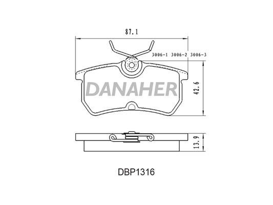 Danaher DBP1316 Гальмівні колодки, комплект DBP1316: Приваблива ціна - Купити у Польщі на 2407.PL!