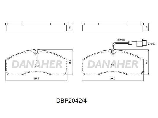 Danaher DBP2042/4 Гальмівні колодки, комплект DBP20424: Приваблива ціна - Купити у Польщі на 2407.PL!