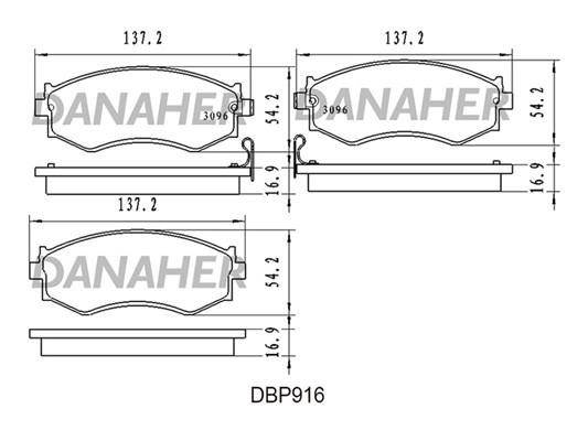 Danaher DBP916 Гальмівні колодки, комплект DBP916: Приваблива ціна - Купити у Польщі на 2407.PL!