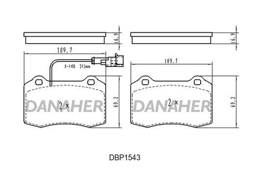 Danaher DBP1543 Brake Pad Set, disc brake DBP1543: Buy near me in Poland at 2407.PL - Good price!