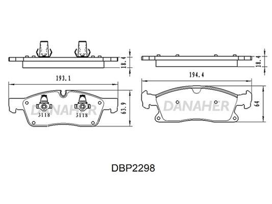 Danaher DBP2298 Brake Pad Set, disc brake DBP2298: Buy near me in Poland at 2407.PL - Good price!